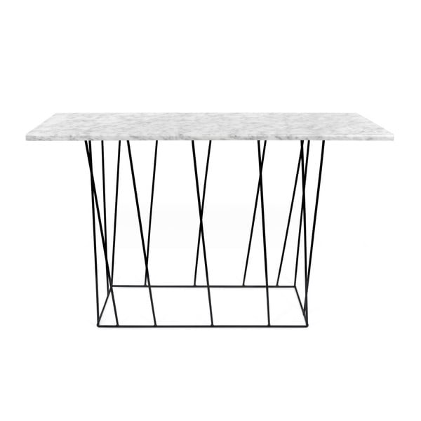 Balto marmuro konsolinis staliukas su juodomis kojomis TemaHome Helix, 40 x 120 cm