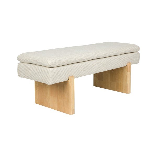 Kreminės spalvos paminkštinto audinio suolas Jappo – White Label-image-2