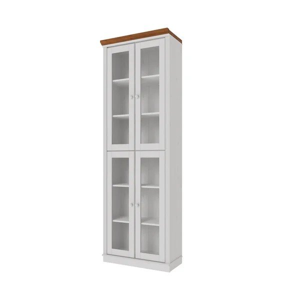 Baltos spalvos/gintarinės spalvos iš pušies masyvo vitrina 74x223x37 cm Anita – Støraa-image-2