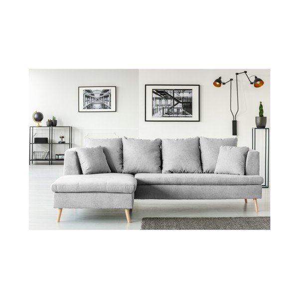 Šviesiai pilka sofa keturiems asmenims su šezlongu dešinėje pusėje Cosmopolitan Design Newport-image-3