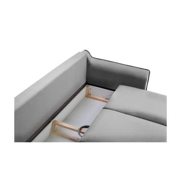 Šviesiai pilka aksominė sofa-lova Kooko Home Basso-image-1