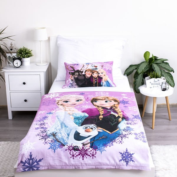 Iš medvilnės vaikiška patalynė vaikiškai lovai 100x135 cm Frozen "Purple" – Jerry Fabrics-image-2