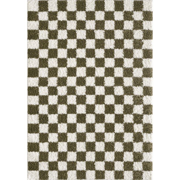 Tamsiai žalios spalvos/kreminės spalvos kilimas 160x230 cm Grida – ESTE