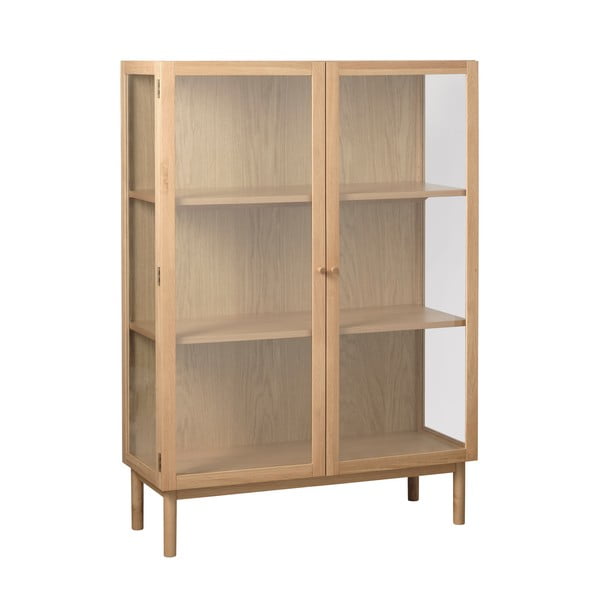 Vitrina iš ąžuolo masyvo natūralios spalvos 140x100 cm Elba – Unique Furniture-image-3