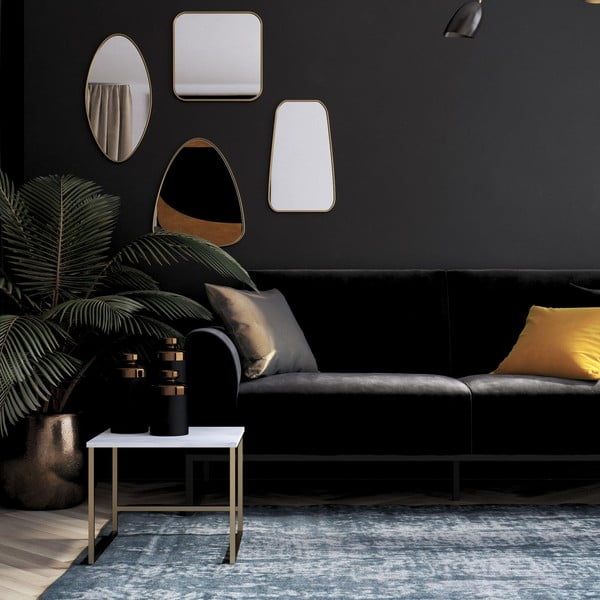 Juodos spalvos reguliuojama/sulankstoma sofa iš velveto 217 cm Adley – Støraa-image-1