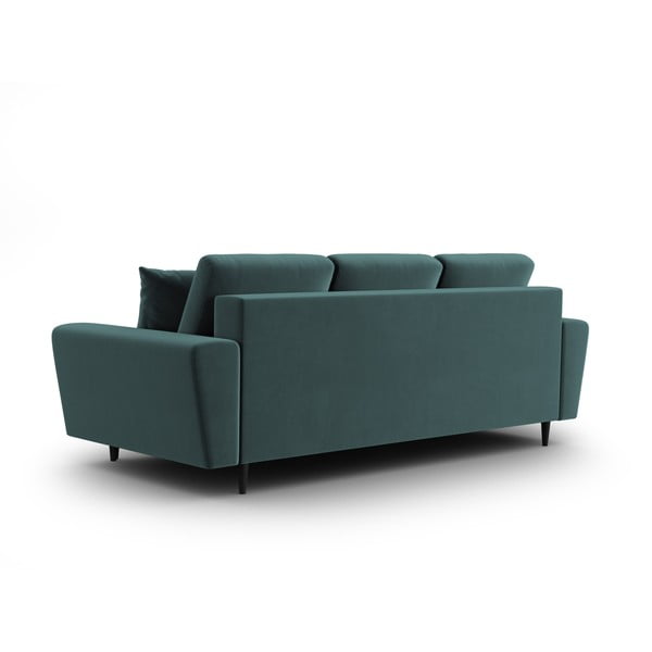 Smaragdinės spalvos iš velveto sulankstoma/su sandėliavimo vieta sofa 235 cm Kyoto – Cosmopolitan Design-image-3