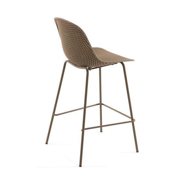 Smėlio spalvos metalinė/plastikinė sodo baro taburetė Quinby – Kave Home-image-3