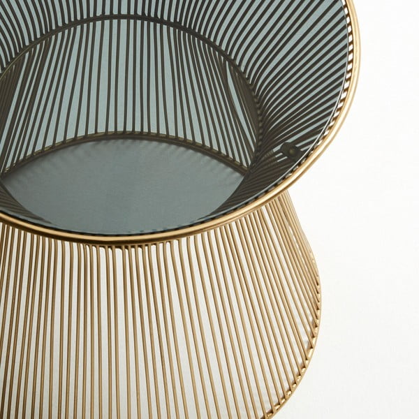 Apvalios formos šoninis stalas su stikliniu stalviršiu ø 40 cm Jolene – Kave Home-image-2