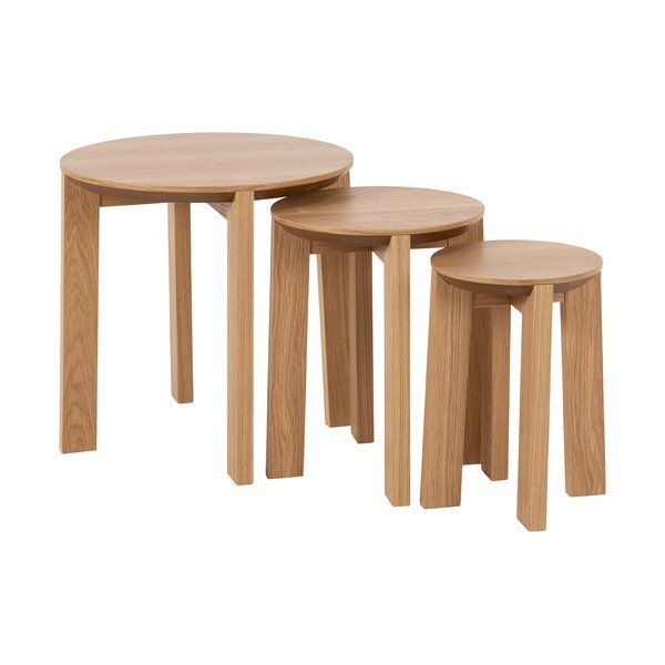 3 apvalių ąžuolinių staliukų rinkinys ø 50 cm Maxime - Actona-image-2