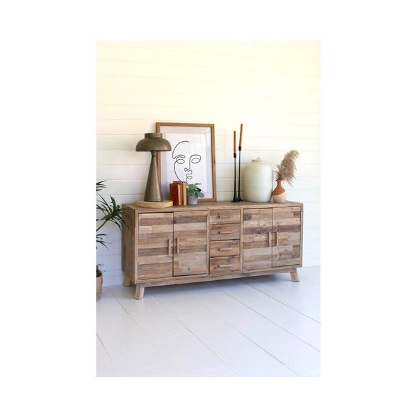 Natūralios spalvos iš perdirbtos medienos šoninė spintelė 150x70x40 cm Desna – Interia Home & Living