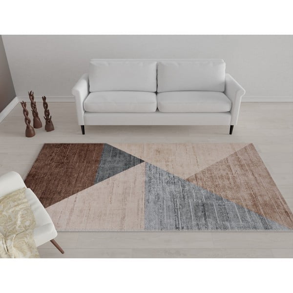 Rudos ir smėlio spalvos plaunamas kilimas 80x50 cm - Vitaus-image-1