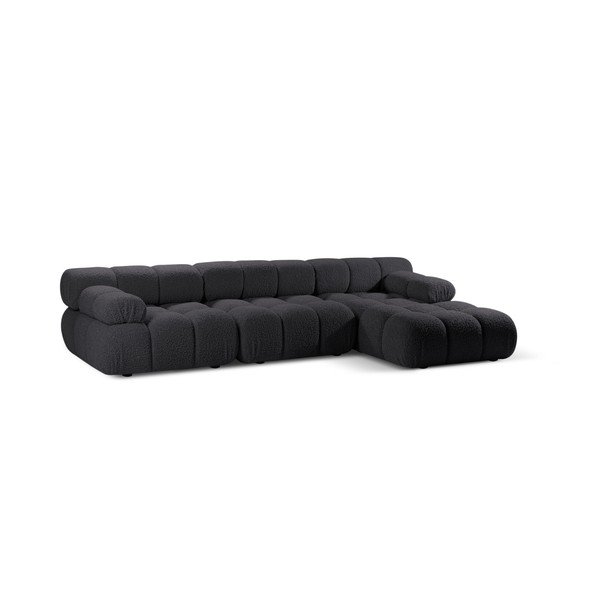 Iš boucle modulinė kampinė sofa antracito spalvos (su dešiniuoju kampu) Bellis – Micadoni Home-image-3