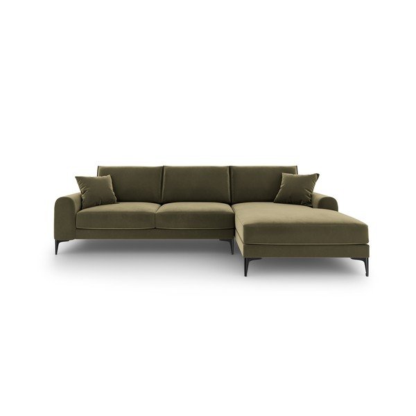 Žalia aksominė kampinė sofa Mazzini Sofas Madara, kampas dešinėje-image-2