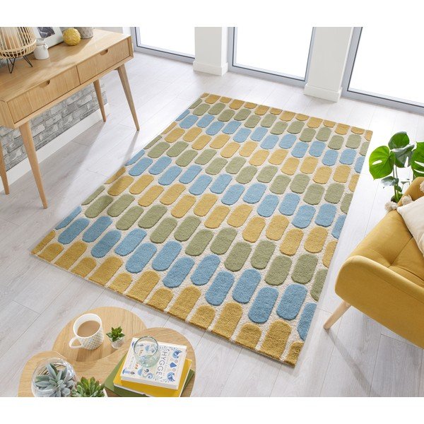 Geltonos ir žalios spalvos vilnonis kilimas Flair Rugs Fossil, 160 x 230 cm-image-4