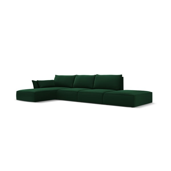 Tamsiai žalios spalvos iš velveto kampinė sofa (su kairiuoju kampu/su gultu) Vanda – Mazzini Sofas-image-2