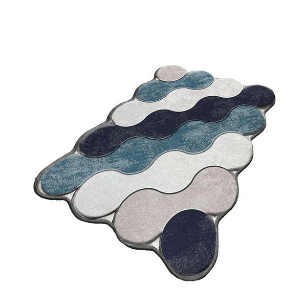 Vonios kilimėlis mėlynos spalvos/smėlio spalvos 70x120 cm Circle – Foutastic