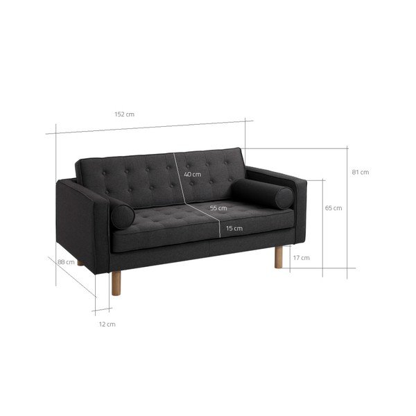 Tamsiai pilka dvivietė sofa Custom Form Topic-image-1