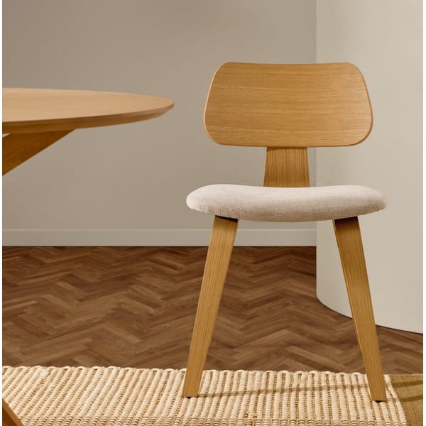 Smėlio spalvos/natūralios spalvos valgomojo kėdė iš ąžuolo Gena – Kave Home-image-1