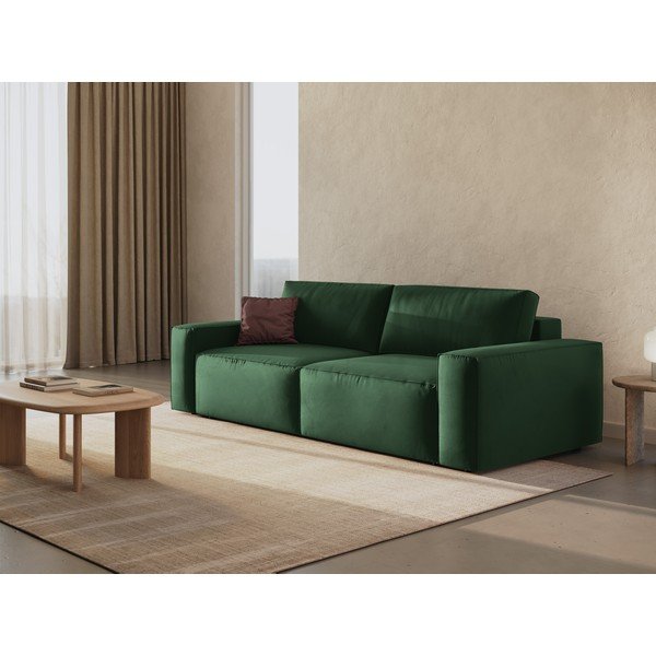 Tamsiai žalios spalvos iš velveto sulankstoma/su sandėliavimo vieta sofa 247 cm Jodie – Micadoni -image-1