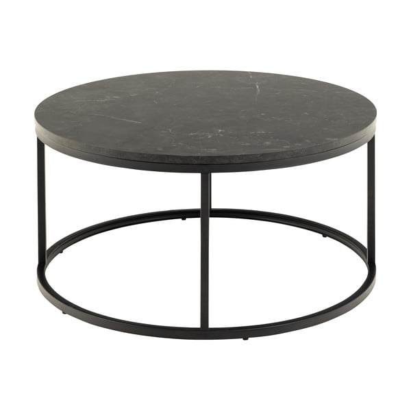 Apvalios formos kavos staliukas juodos spalvos su marmuro dekoro stalviršiu ø 80 cm Spiro – Actona