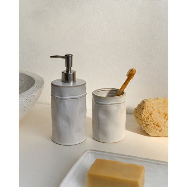 Kreminės spalvos iš keramikos muilo dozatorius 650 ml Savel – Kave Home-image-1