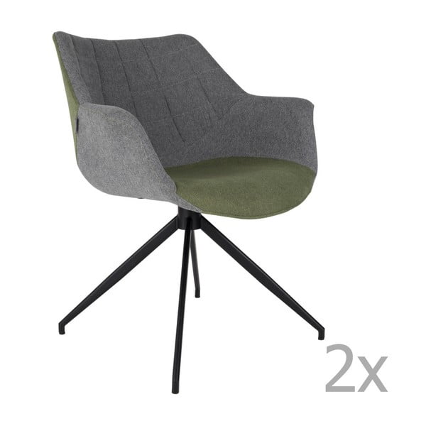 2 pilkai žalių "Zuiver Doulton" kėdžių rinkinys