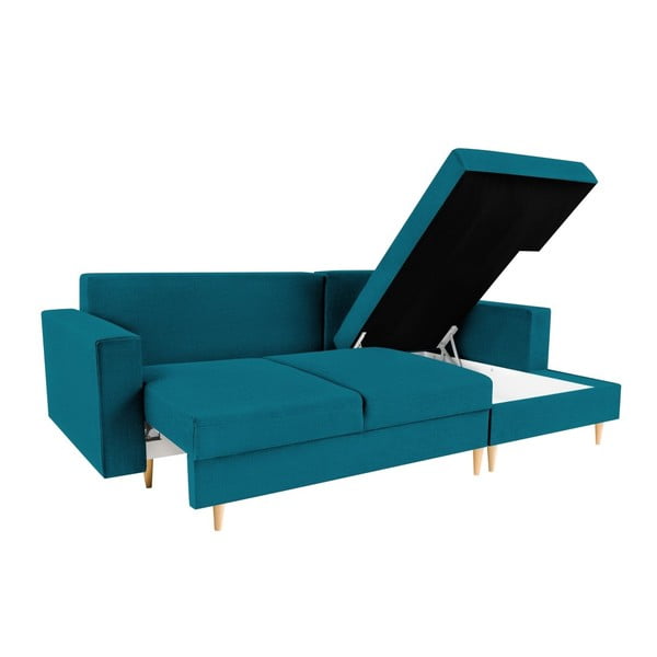 Turkio spalvos kampinė sofa-lova su gultais dešinėje pusėje Mazzini Sofas Iris-image-1