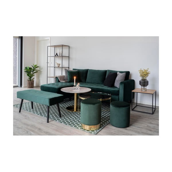 Tamsiai žalias aksominis suoliukas Bonami Essentials Skiby-image-3