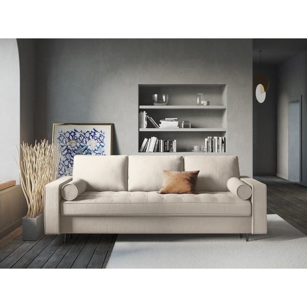 Šviesios smėlio spalvos sofa-lova Milo Casa Santo-image-1