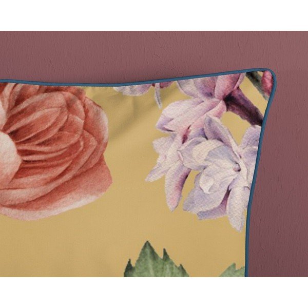 Geltona viengulė patalynė iš ekologiškos medvilnės Descanso Flowery, 140 x 200 cm-image-3