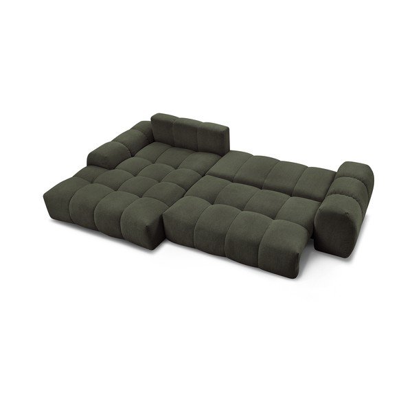 Žalios spalvos iš šenilinio audinio sulankstoma/su sandėliavimo vieta kampinė sofa (su kairiuoju kampu/su gultu) Everest – Bobochic Paris-image-4
