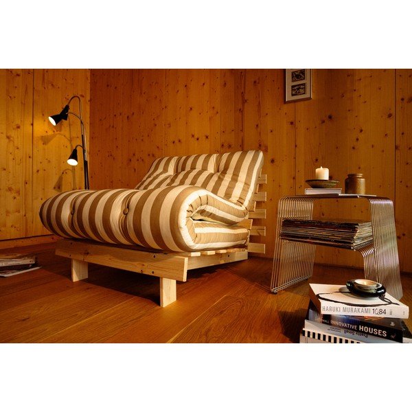 Smėlio spalvos/kreminės spalvos sulankstoma sofa 140 cm Roots – Karup-image-1
