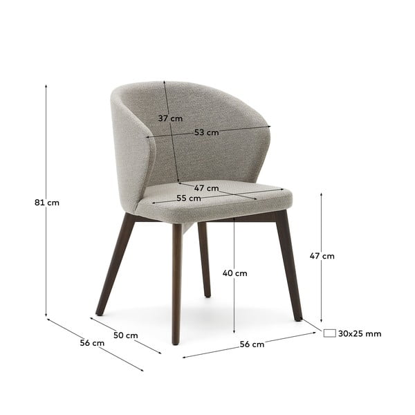 Smėlio spalvos iš audinio valgomojo kėdė Darice – Kave Home-image-4