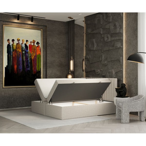 Spyruoklinė lova smėlio spalvos su sandėliavimo vieta 140x200 cm Spencer – Maison de Rêve-image-2