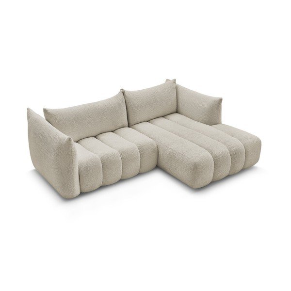Smėlio spalvos kampinė sofa iš boucle (su dešiniuoju kampu/su gultu) Azra – Bobochic Paris-image-3