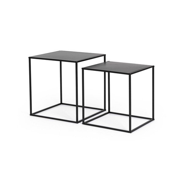 Juodos spalvos iš metalo kavos staliukai 2 vnt. 38x38 cm Alrik – Yes Everyday