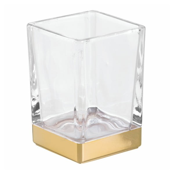 Stiklinis vonios kambario puodelis su aukso detalėmis InterDesign