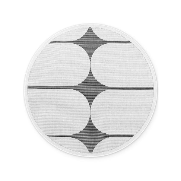 Juodos ir baltos spalvos apvalios formos lauko ir vidaus kilimas ø 160 cm Duet Bowen – NORTHRUGS