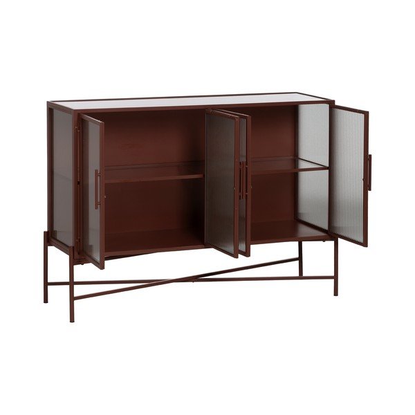 Iš metalo vitrina raudonos plytų spalvos 120x85 cm Harris – Ixia-image-2