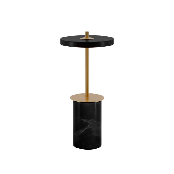 Iš marmuro stalinis šviestuvas juodos spalvos LED su pritemdymo funkcija (aukštis 25,5 cm) su metaliniu gaubtu Asteria Move Mini – UMAGE