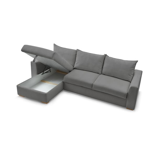 Iš kordinio velveto sulankstoma kampinė sofa pilkos spalvos (kintama) Augustin – Bobochic Paris-image-4