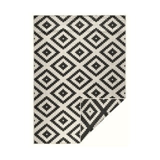 Juodos ir kreminės spalvos lauko kilimas NORTHRUGS Malta, 80 x 150 cm