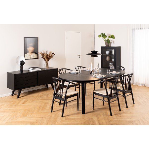 Žema šoninė spintelė juodos spalvos iš ąžuolo su stumdomomis durimis 160x72 cm A-Line – Actona-image-1