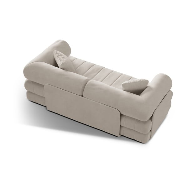 Smėlio spalvos iš velveto sulankstoma sofa 206 cm Kemi – Cosmopolitan Design-image-3