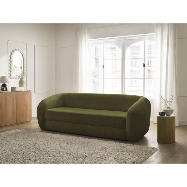 Žalios spalvos iš šenilinio audinio sulankstoma sofa 228 cm Neyo – Bobochic Paris-image-1