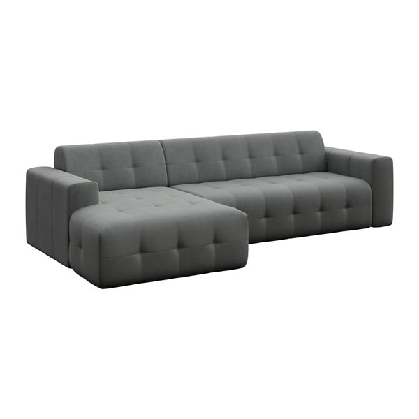 Pilkos spalvos iš velveto kampinė sofa (su kairiuoju kampu/su gultu) Tuil – Rodier-image-2