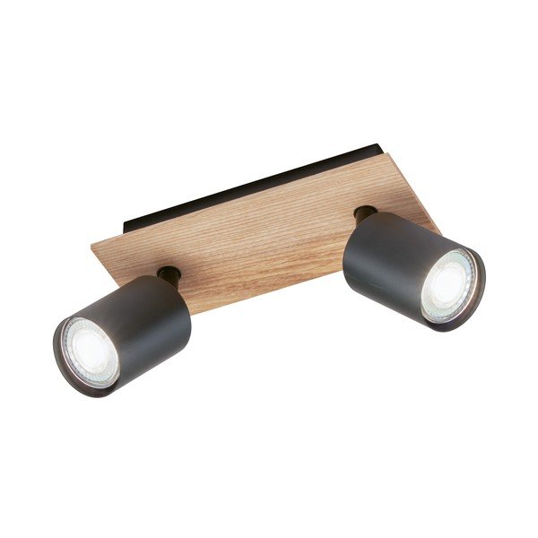 Lubinis šviestuvas juodos spalvos/natūralios spalvos ø 9 cm su metaliniu gaubtu Holton – Fischer & Honsel