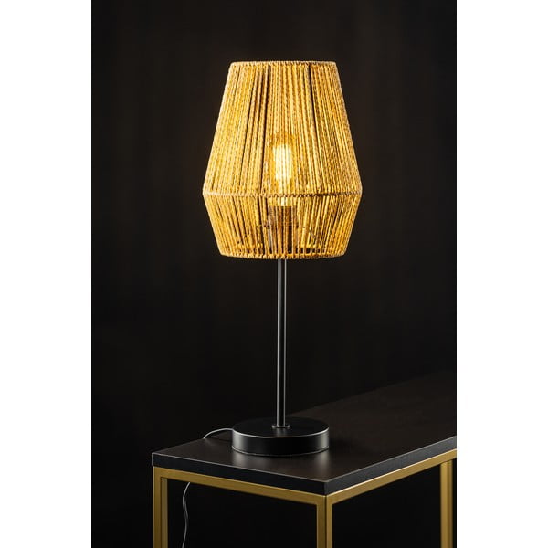 Stalinis šviestuvas juodos spalvos/natūralios spalvos (aukštis 55 cm) su pintos nendrės gaubtu Eranko – GTV-image-1