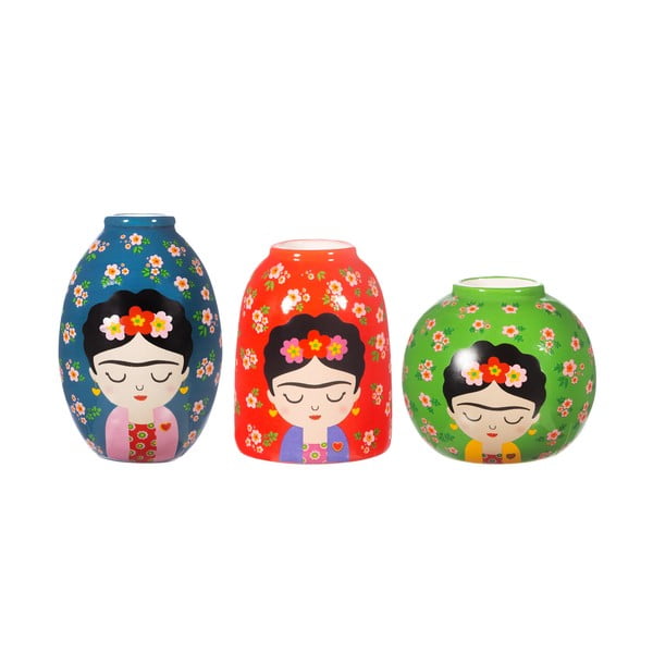 Iš keramikos vazos 3 vnt. (aukštis 8 cm) Floral Frida – Sass & Belle