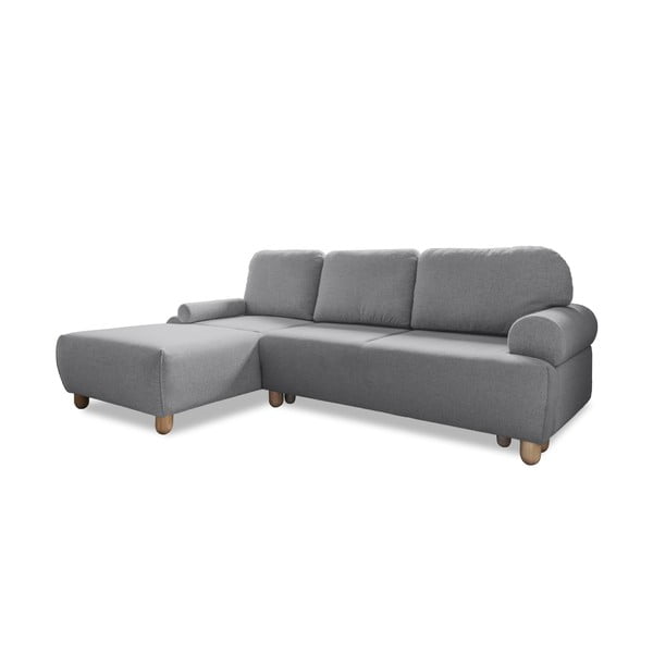 Pilka kampinė sofa-lova (kairysis kampas) Bouncy Olli - Miuform